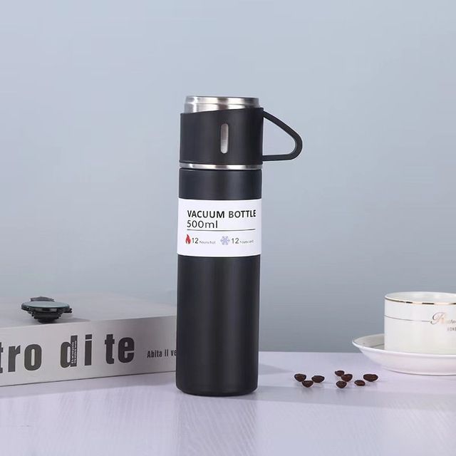 Garrafa De Aço Inox Com Três Caneca