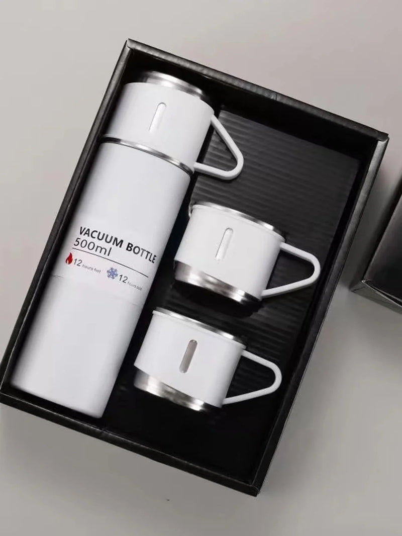 Garrafa De Aço Inox Com Três Caneca